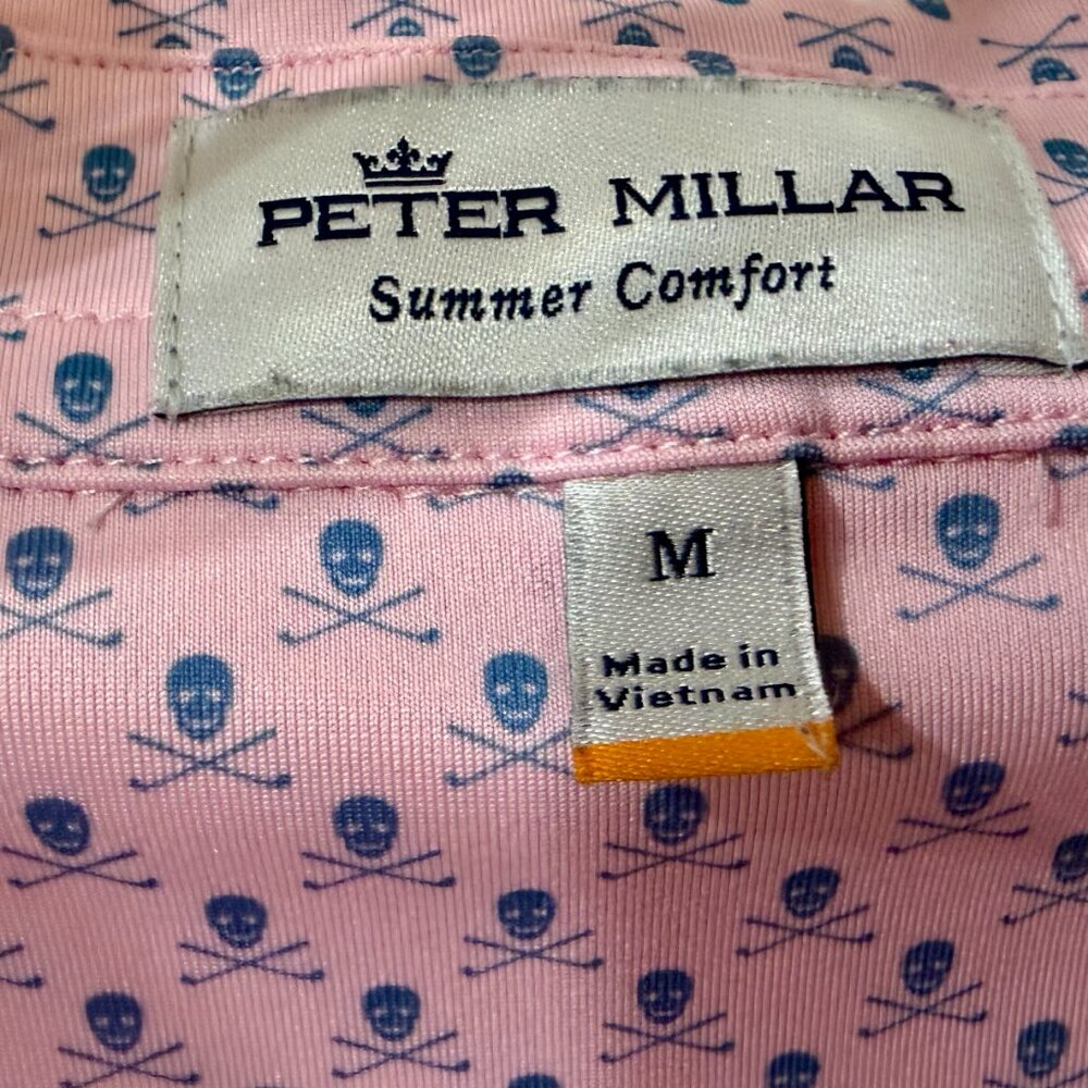 Peter Millar Summer Comfort Skull Pirate Print Polo Golf Shirt Men's Medium